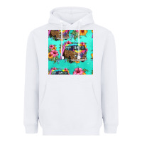 White floral hippie truck seamless pattern Heavyweight Hoodie - HRA Design Shop