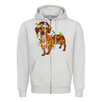 Dove Grey dachshund with christmas lights Zipper Hoodie - RanaPortraitStore