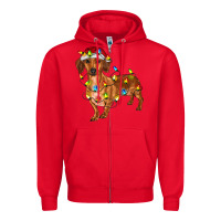 Red dachshund with christmas lights Zipper Hoodie - RanaPortraitStore