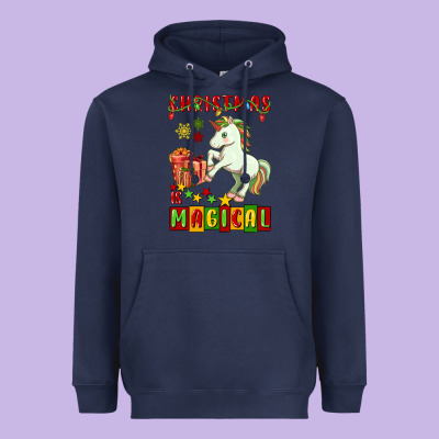 Christmas Magical Unicorn Heavyweight Hoodie Designed By Fadigitalartstudio