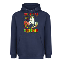 Navy christmas magical unicorn Heavyweight Hoodie - FaDigitalArtStudio