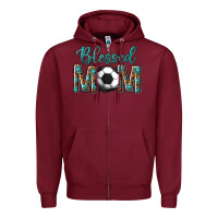 Burgundy western blessed mom with soccer Zipper Hoodie - texasbilliewilder
