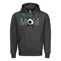 Charcoal Heather western blessed mom with soccer Zipper Hoodie - texasbilliewilder