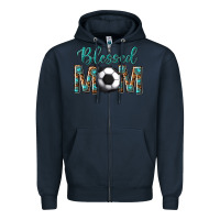 Navy western blessed mom with soccer Zipper Hoodie - texasbilliewilder