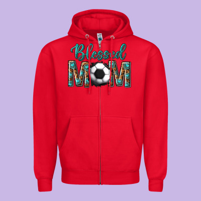 Western Blessed Mom With Soccer Zipper Hoodie Designed By Texasbilliewilder