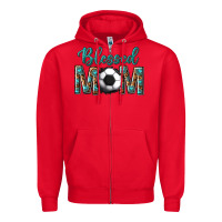 Red western blessed mom with soccer Zipper Hoodie - texasbilliewilder