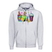 Heather Grey nail art coffee cups Zipper Hoodie - Zillion Design Studio