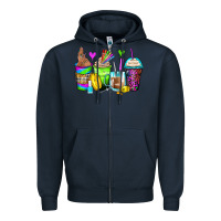 Navy nail art coffee cups Zipper Hoodie - Zillion Design Studio