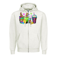 Oatmeal Heather nail art coffee cups Zipper Hoodie - Zillion Design Studio
