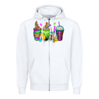 White nail art coffee cups Zipper Hoodie - Zillion Design Studio