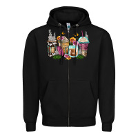 Black floral coffee cups Zipper Hoodie - Zillion Design Studio