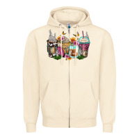 Sandshell floral coffee cups Zipper Hoodie - Zillion Design Studio