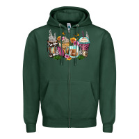 Sports Green floral coffee cups Zipper Hoodie - Zillion Design Studio