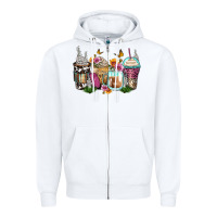 White floral coffee cups Zipper Hoodie - Zillion Design Studio