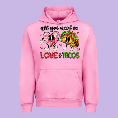 All You Need Is Love And Tacos Urban Hoodie Designed By Maliassmallbusiness