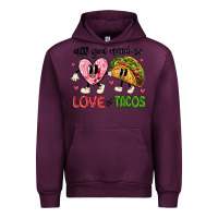 Mauve Wine all you need is love and tacos Urban Hoodie - MaliasSmallBusiness