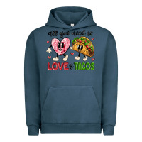 Pigment Midnight Navy all you need is love and tacos Urban Hoodie - MaliasSmallBusiness