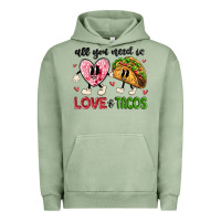 Pigment Oil Green all you need is love and tacos Urban Hoodie - MaliasSmallBusiness