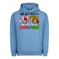 Pigment Pebble Blue all you need is love and tacos Urban Hoodie - MaliasSmallBusiness