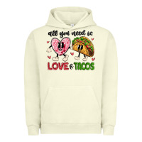Pigment Pistachio all you need is love and tacos Urban Hoodie - MaliasSmallBusiness