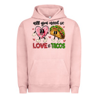 Pigment Salmon all you need is love and tacos Urban Hoodie - MaliasSmallBusiness