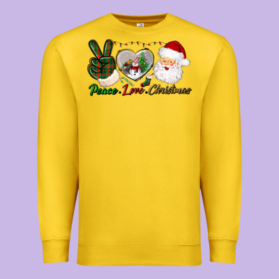 Peace Love Christmas Premium Sweatshirt Designed By Bundleandbundleshop
