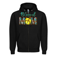 Black western blessed mom with softball Zipper Hoodie - texasbilliewilder