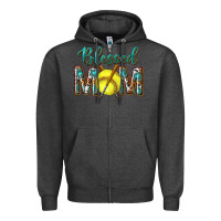 Charcoal Heather western blessed mom with softball Zipper Hoodie - texasbilliewilder