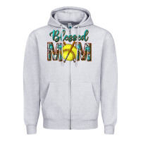 Heather Grey western blessed mom with softball Zipper Hoodie - texasbilliewilder