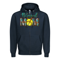 Navy western blessed mom with softball Zipper Hoodie - texasbilliewilder