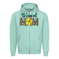 Seafoam western blessed mom with softball Zipper Hoodie - texasbilliewilder