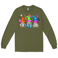 Army Green nail tech gnomes Long Sleeve Tee - Zillion Design Studio