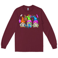 Burgundy nail tech gnomes Long Sleeve Tee - Zillion Design Studio