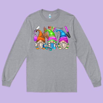 Nail Tech Gnomes Long Sleeve Tee Designed By Zillion Design Studio