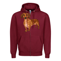 Burgundy dachshund Zipper Hoodie - RanaPortraitStore
