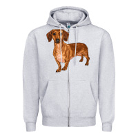 Heather Grey dachshund Zipper Hoodie - RanaPortraitStore