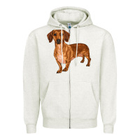 Oatmeal Heather dachshund Zipper Hoodie - RanaPortraitStore