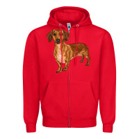 Red dachshund Zipper Hoodie - RanaPortraitStore