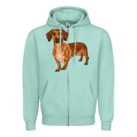 Seafoam dachshund Zipper Hoodie - RanaPortraitStore