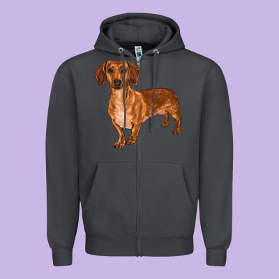 Dachshund Zipper Hoodie Designed By Ranaportraitstore