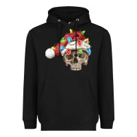 Black Christmas skull with santa hat Heavyweight Hoodie - FaDigitalArtStudio