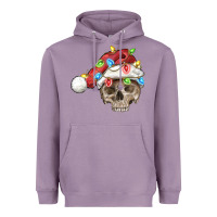Lavender Christmas skull with santa hat Heavyweight Hoodie - FaDigitalArtStudio