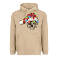 Mushroom Christmas skull with santa hat Heavyweight Hoodie - FaDigitalArtStudio
