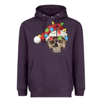 Plum Christmas skull with santa hat Heavyweight Hoodie - FaDigitalArtStudio