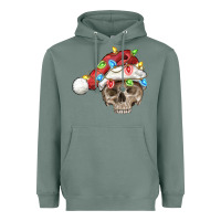 Sage Christmas skull with santa hat Heavyweight Hoodie - FaDigitalArtStudio