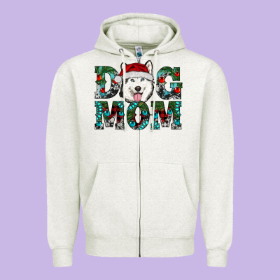 Christmas Dog Mom Husky Zipper Hoodie Designed By Ranaportraitstore