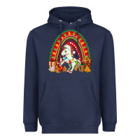 Navy Christmas Unicorn Rainbow Heavyweight Hoodie - FaDigitalArtStudio
