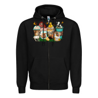 Black farm animals coffee cups Zipper Hoodie - Zillion Design Studio