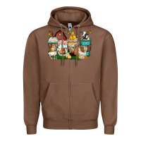 Chestnut farm animals coffee cups Zipper Hoodie - Zillion Design Studio