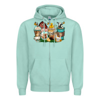 Seafoam farm animals coffee cups Zipper Hoodie - Zillion Design Studio